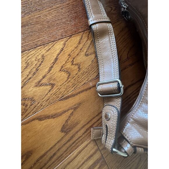 Franco Sarto Brown Faux Leather Handbag Purse Crossbody Shoulder Bag Pockets - Picture 13 of 16